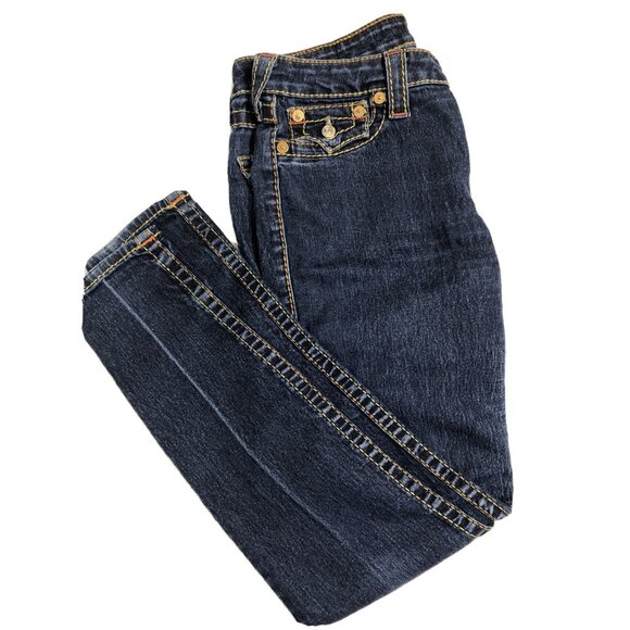 True Religion World Tour Legging Blue Jeans Womens 30 Thick Stitch Multi Color - Picture 2 of 10